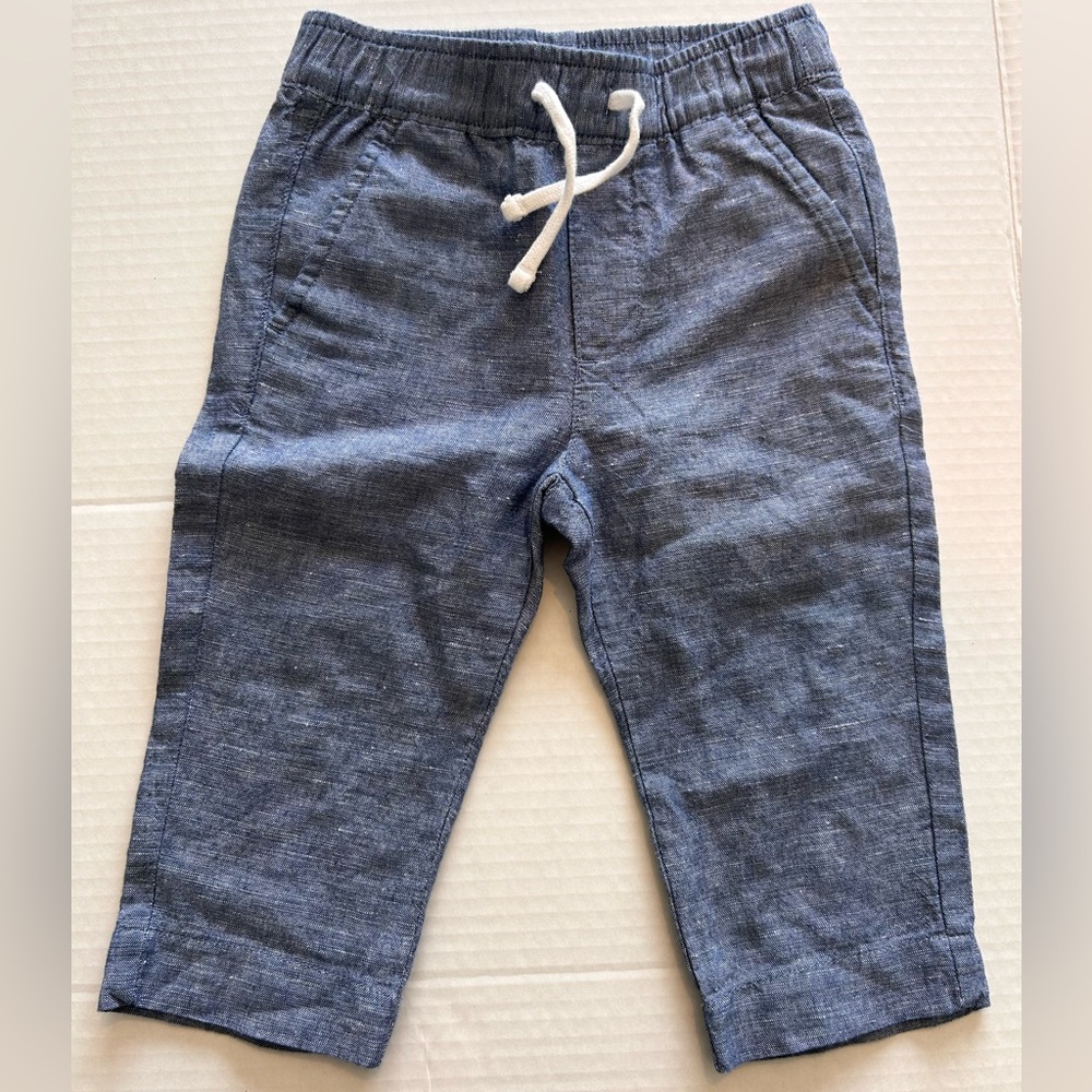 Janie and Jack blue chambray linen pants